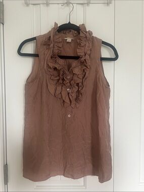 J. Crew Brown Ruffle-Trim Sleeveless Camisole